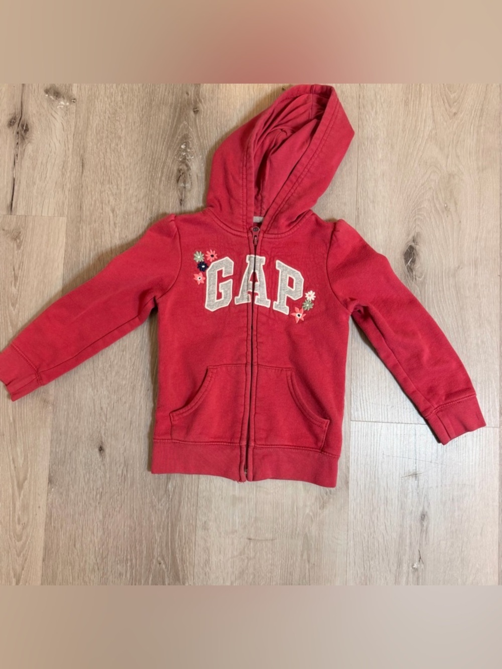 Rare babyGap "Chintz Rose" Floral Embroidered Arch Logo Hoodie - 5T / 5Y